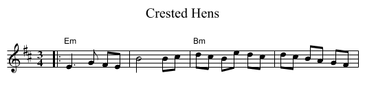 Crested Hens - staff notation