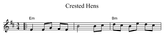 Crested Hens - staff notation