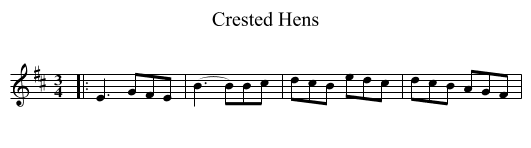 Crested Hens - staff notation