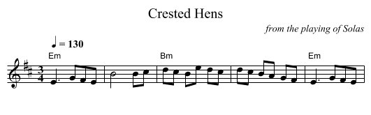 Crested Hens - staff notation