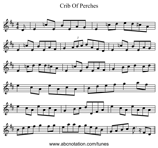 Crib Of Perches - staff notation