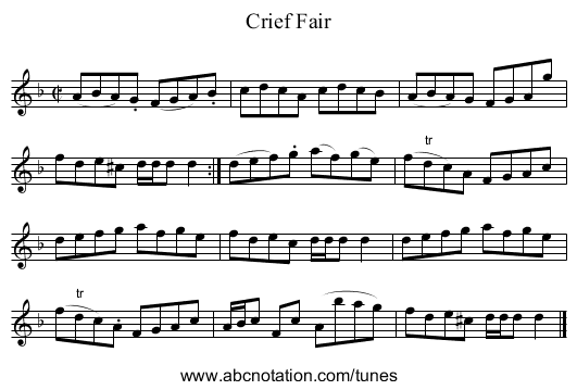 Crief Fair - staff notation