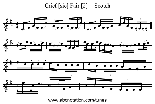 Crief [sic] Fair [2] -- Scotch - staff notation