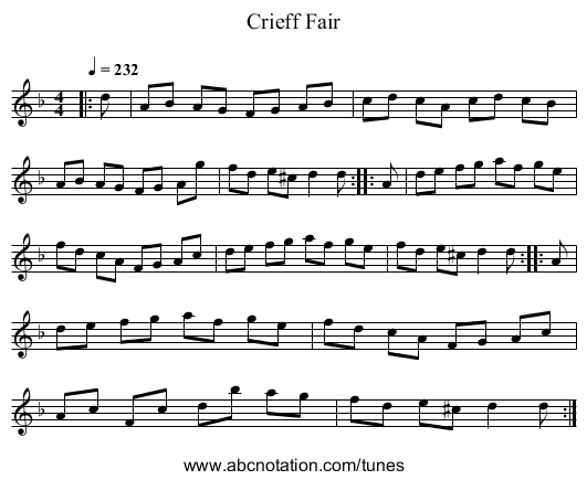 Crieff Fair - staff notation