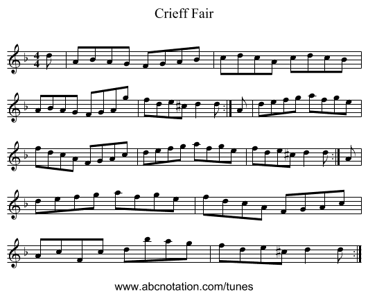 Crieff Fair - staff notation