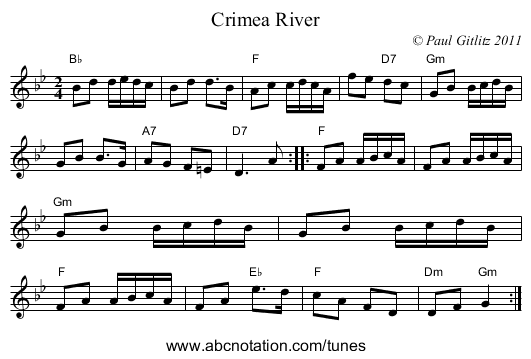 Crimea River - staff notation