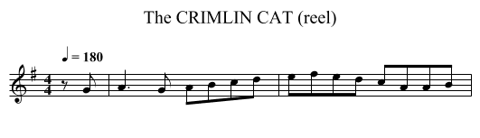 CRIMLIN CAT (reel), The - staff notation