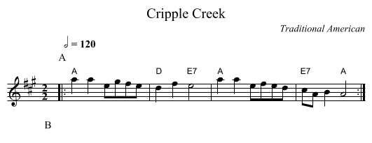 Cripple Creek - staff notation