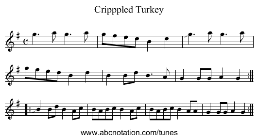 Cripppled Turkey - staff notation