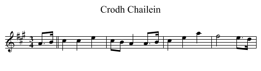 Crodh Chailein - staff notation