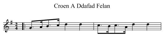 Croen A Ddafad Felan - staff notation
