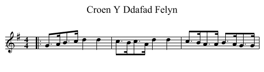 Croen Y Ddafad Felyn - staff notation