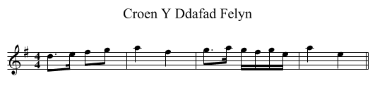 Croen Y Ddafad Felyn - staff notation