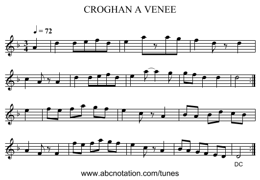 CROGHAN A VENEE - staff notation