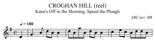 CROGHAN HILL (reel) - staff notation