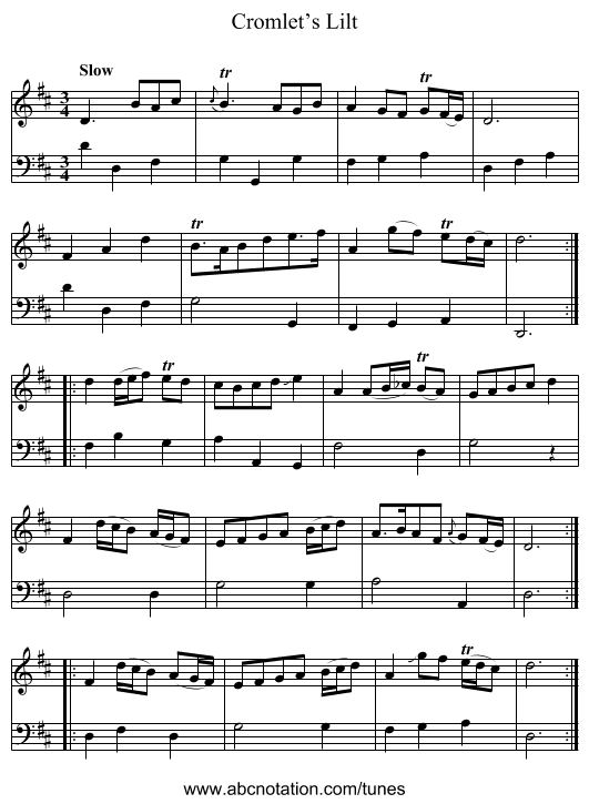 Cromlet’s Lilt - staff notation