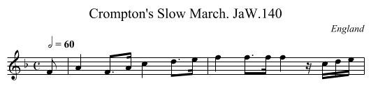 Crompton's Slow March. JaW.140 - staff notation