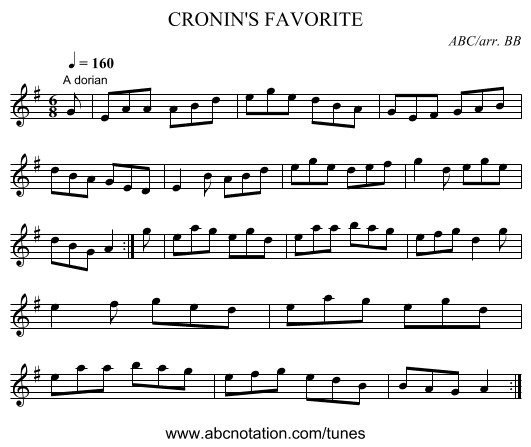 CRONIN'S FAVORITE - staff notation