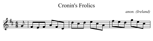 Cronin's Frolics - staff notation