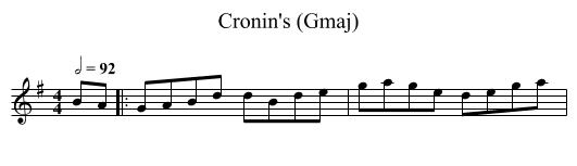Cronin's (Gmaj) - staff notation