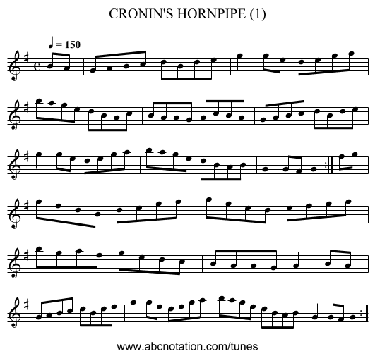 CRONIN'S HORNPIPE (1) - staff notation