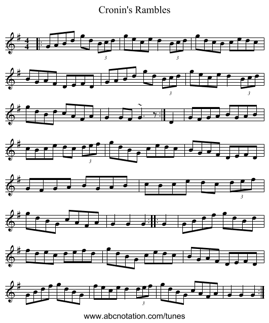Cronin's Rambles - staff notation