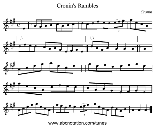 Cronin's Rambles - staff notation