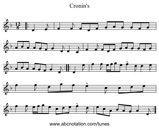 Cronin's - staff notation