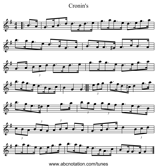 Cronin's - staff notation