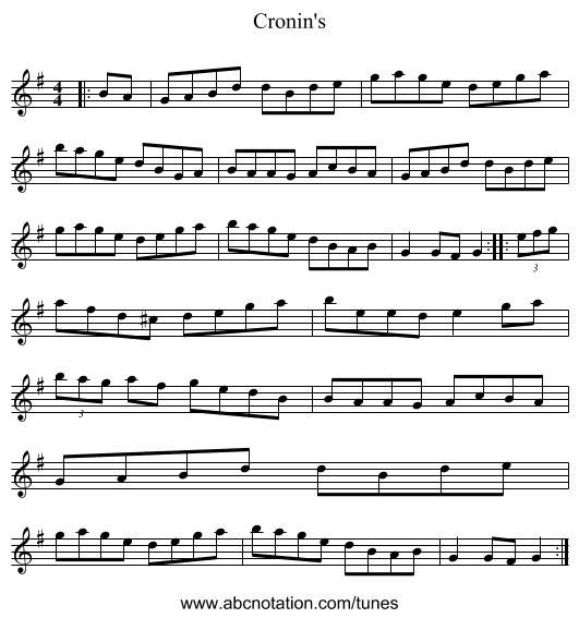 Cronin's - staff notation