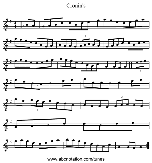 Cronin's - staff notation