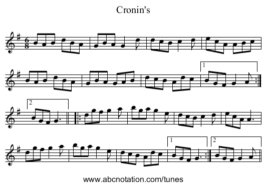 Cronin's - staff notation