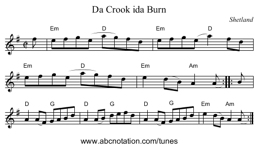 Crook ida Burn, Da - staff notation