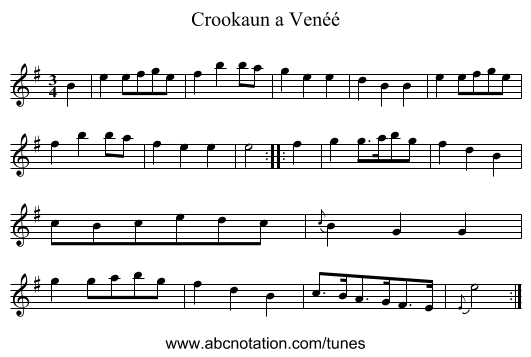 Crookaun a Venéé - staff notation