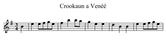 Crookaun a Venéé - staff notation