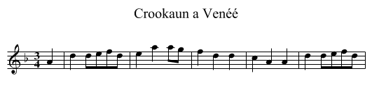 Crookaun a Venéé - staff notation