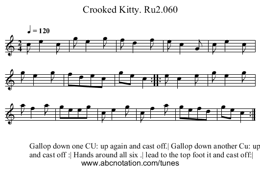 Crooked Kitty. Ru2.060 - staff notation