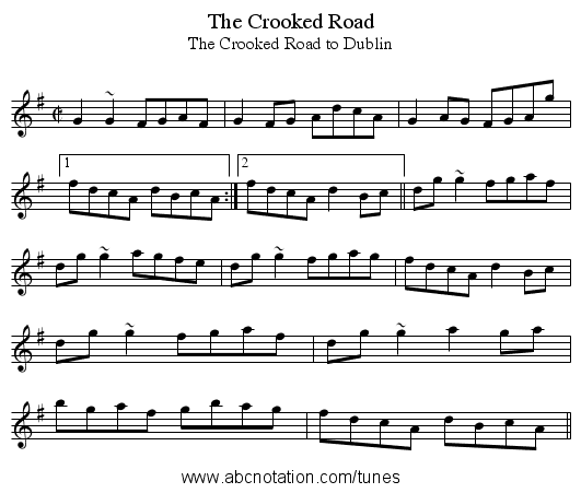 Crooked Road, The - staff notation