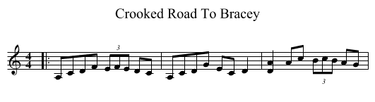 Crooked Road To Bracey - staff notation