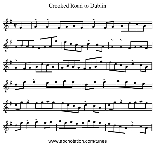 Crooked Road to Dublin - staff notation