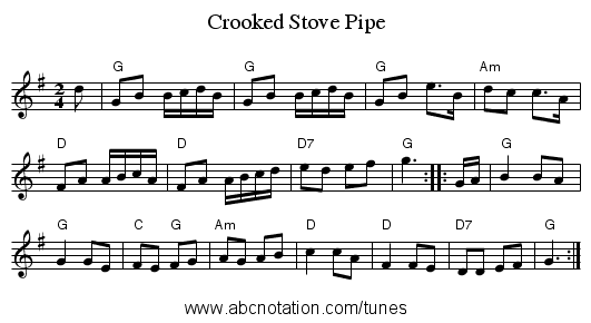 Crooked Stove Pipe - staff notation