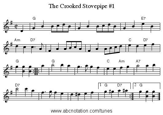 Crooked Stovepipe #1, The - staff notation
