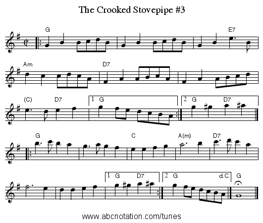 Crooked Stovepipe #3, The - staff notation