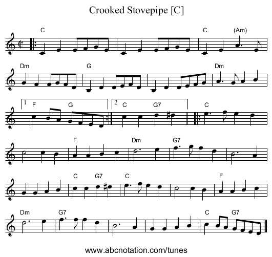 Crooked Stovepipe [C] - staff notation