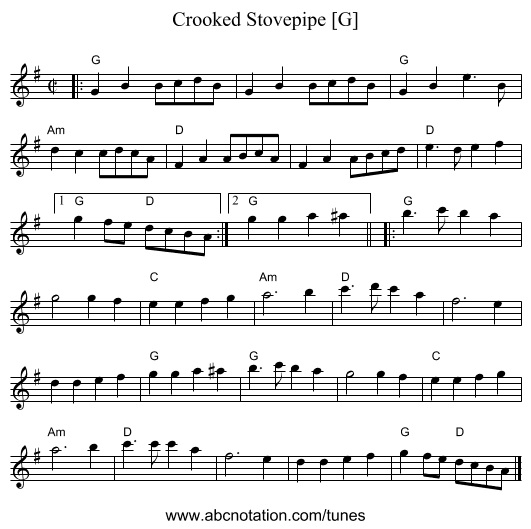 Crooked Stovepipe [G] - staff notation