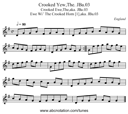 Crooked Yew,The. JBa.03 - staff notation