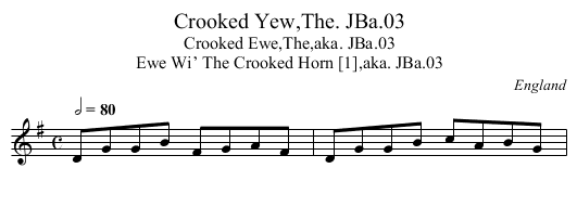 Crooked Yew,The. JBa.03 - staff notation
