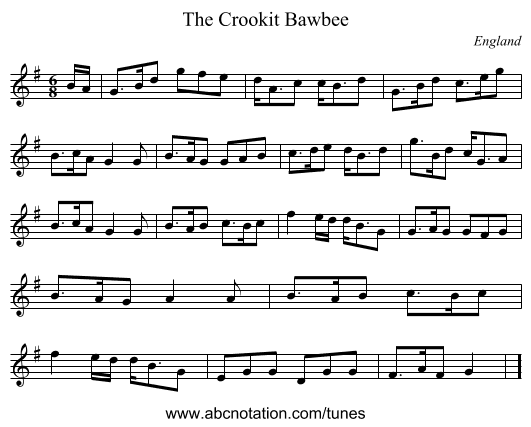 Crookit Bawbee, The - staff notation