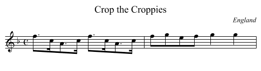 Crop the Croppies - staff notation