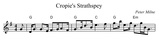Cropie's Strathspey - staff notation